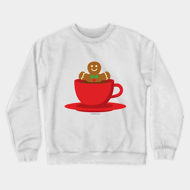 Gingerbread Man Relaxing In A Hot Chocolate Red Cup Crewneck Sweatshirt by BirdAtWork